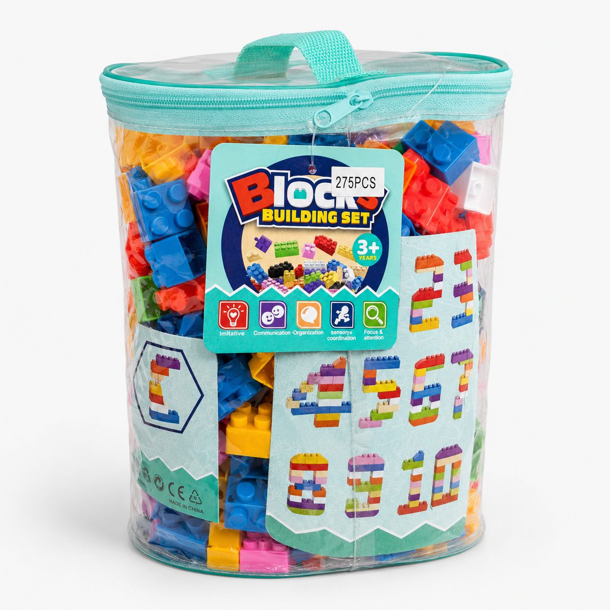 275 Pcs Building Blocks Set for Kids with Zipper Storage Bag - Image 2