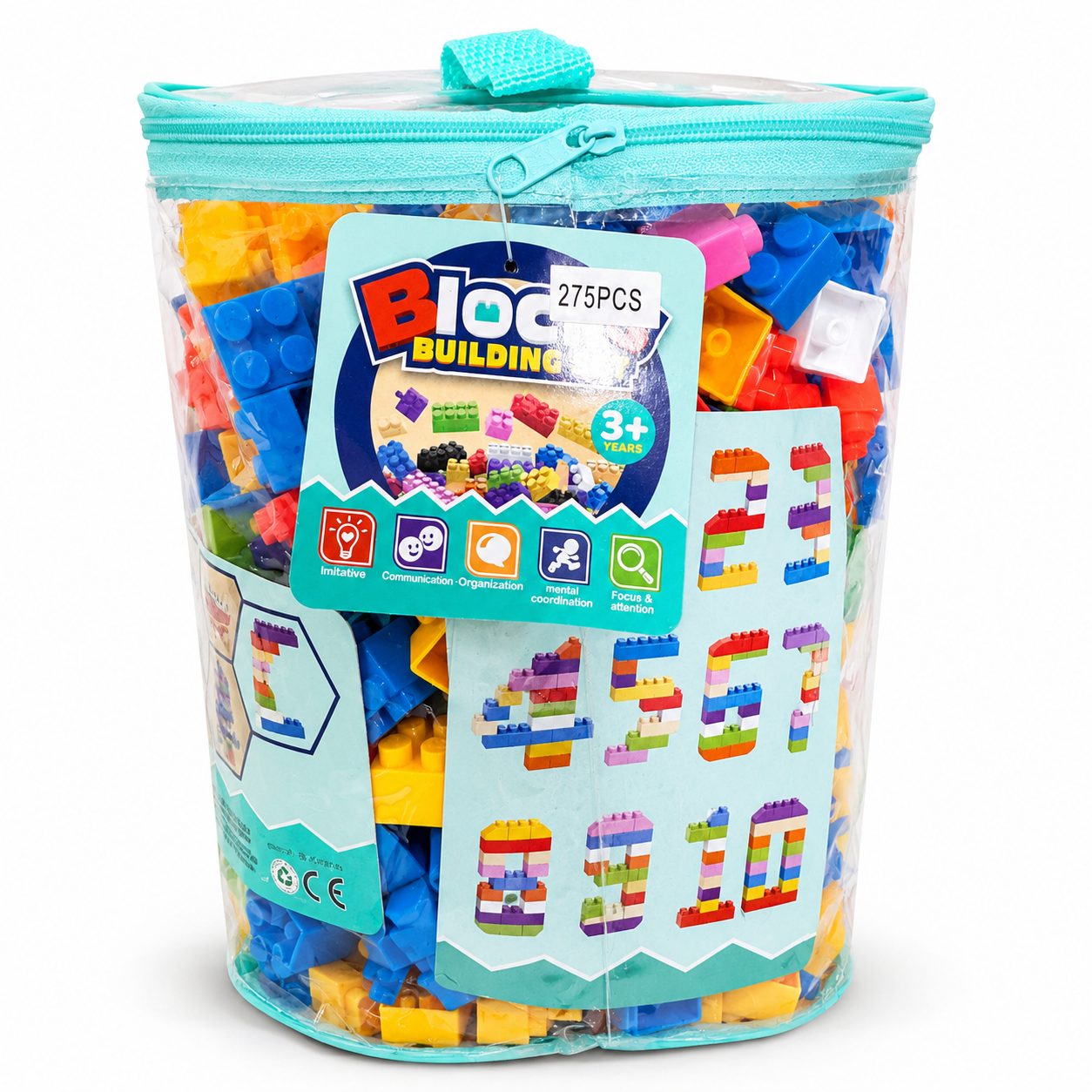 275 Pcs Building Blocks Set for Kids with Zipper Storage Bag