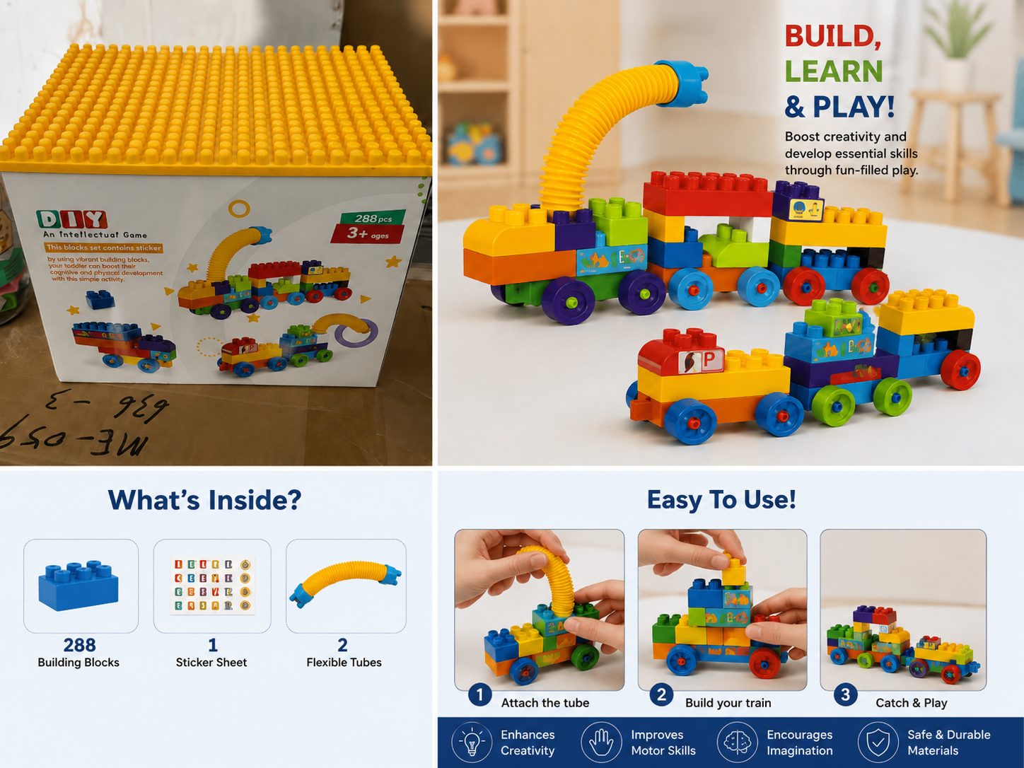 288 Pcs DIY Creative Building Blocks Set for Kids - Image 3