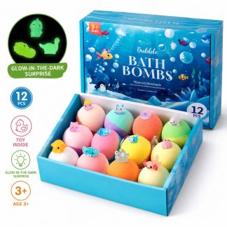 Bath Bombs for Kids, 12 Pcs Bath Bombs with Glow in The Dark Animal Surprise Inside