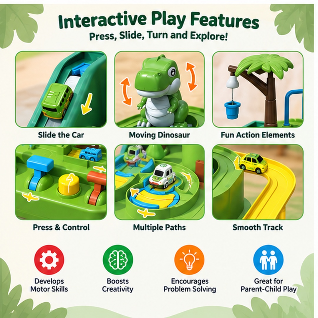 Dinosaurs Adventure Toy Cars Track For Kids - Image 3
