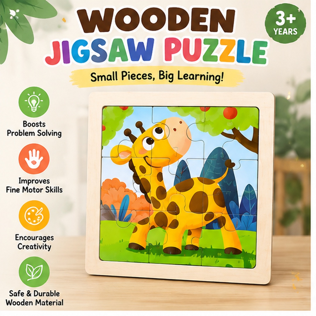Montessori Wooden 3D Animal Jigsaw Puzzle for Toddlers