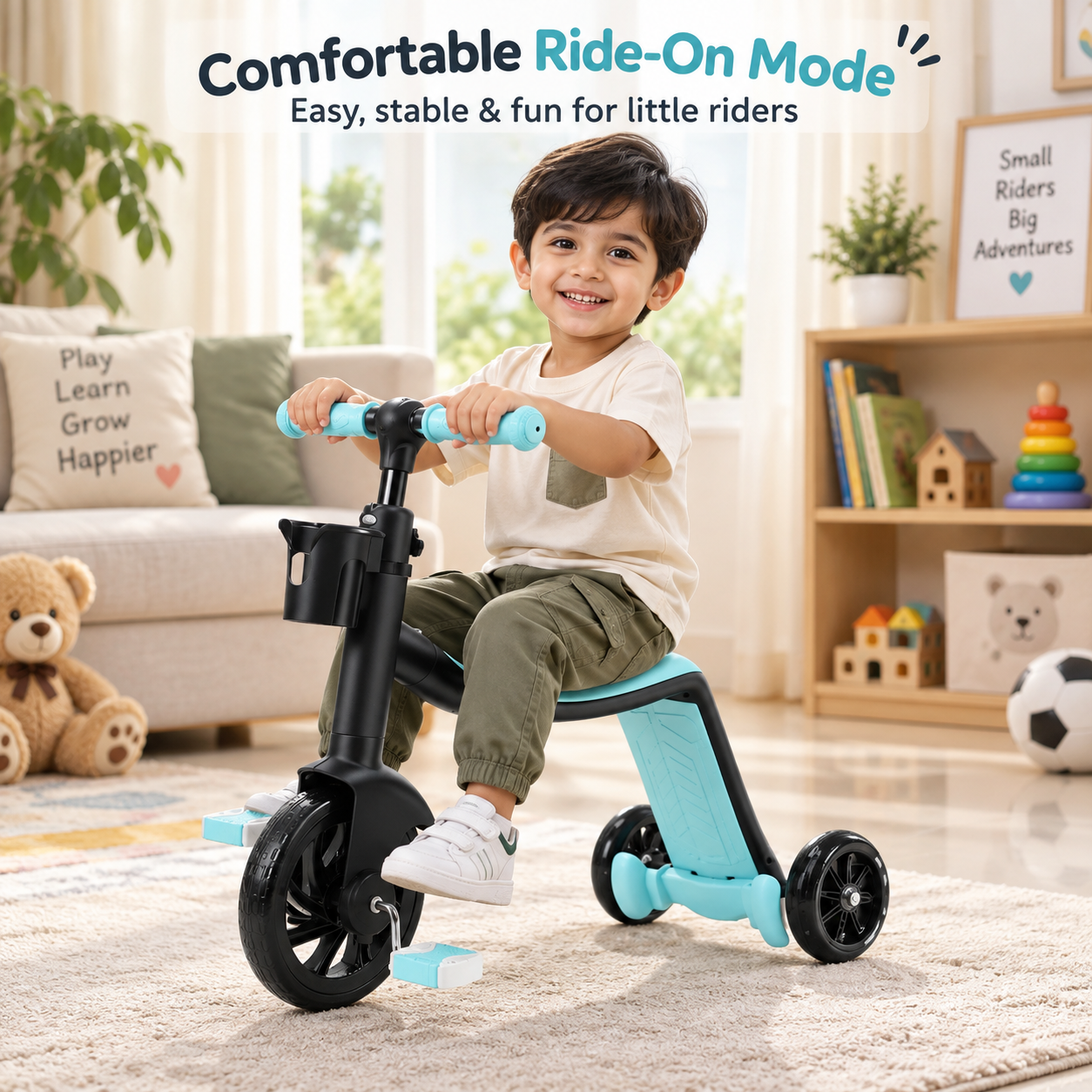 3-in-1 Multifunctional Convertible Toddler Scooter & Balance Bike - Image 3